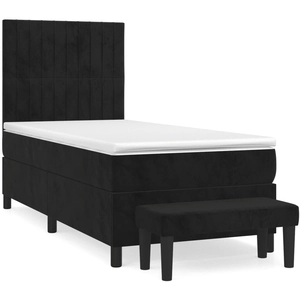 vidaXL Sommier à lattes de lit avec matelas Noir 90x190 cm Velours pas cher