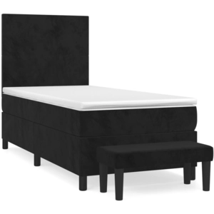vidaXL Sommier à lattes de lit et matelas Noir 80x200 cm Velours