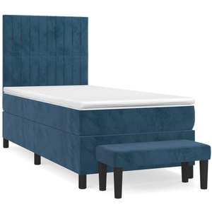 vidaXL Sommier à lattes de lit avec matelas Bleu foncé 90x190 cm