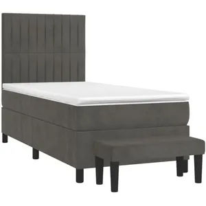 vidaXL Sommier à lattes de lit avec matelas Gris foncé 100x200 cm pas cher