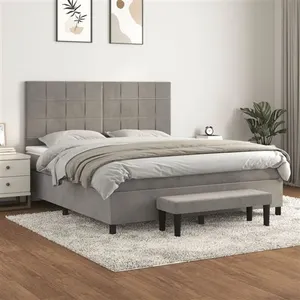vidaXL Sommier à lattes de lit et matelas Gris clair 180x200cm Velours pas cher