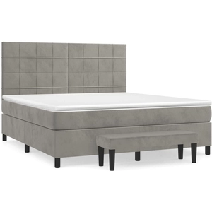 vidaXL Sommier à lattes de lit et matelas Gris clair 160x200cm Velours pas cher