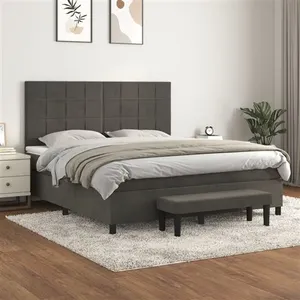 vidaXL Sommier à lattes de lit et matelas Gris foncé 180x200cm Velours pas cher