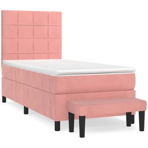 vidaXL Sommier à lattes de lit et matelas Rose 80x200 cm Velours pas cher