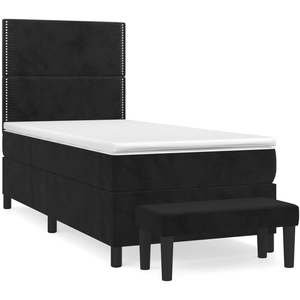 vidaXL Sommier à lattes de lit et matelas Noir 80x200 cm Velours pas cher