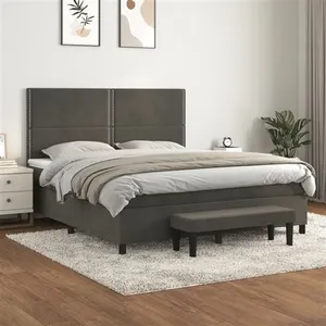 vidaXL Sommier à lattes de lit et matelas Gris foncé 180x200cm Velours pas cher
