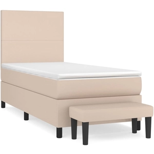 vidaXL Lit à sommier tapissier avec matelas Cappuccino 140x200 cm pas cher