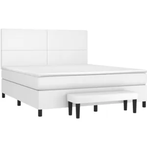 vidaXL Sommier à lattes de lit avec matelas Blanc 180x200cm Similicuir pas cher