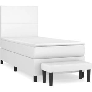 vidaXL Sommier à lattes de lit avec matelas Blanc 80x200 cm Similicuir pas cher