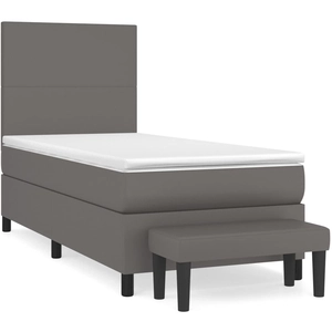 vidaXL Sommier à lattes de lit avec matelas Gris 90x190 cm Similicuir pas cher
