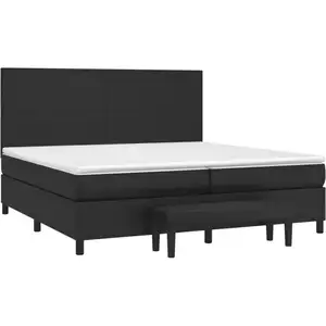 vidaXL Lit à sommier tapissier avec matelas Noir 200x200 cm Similicuir pas cher