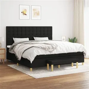 vidaXL Sommier à lattes de lit avec matelas Noir 200x200 cm Tissu pas cher