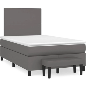 vidaXL Sommier à lattes de lit avec matelas Gris 140x200 cm Similicuir pas cher