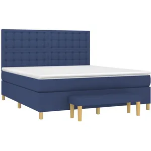 vidaXL Sommier à lattes de lit avec matelas Bleu 180x200 cm Tissu pas cher
