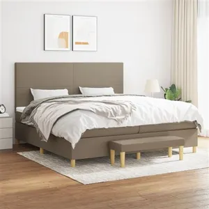 Lit à sommier tapissier avec matelas Taupe 200x200 cm Tissu Vidaxl Taupe pas cher