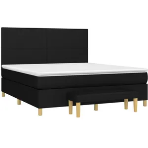 vidaXL Sommier à lattes de lit avec matelas Noir 180x200 cm Tissu pas cher