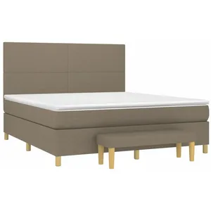 vidaXL Sommier à lattes de lit avec matelas Taupe 160x200 cm Tissu pas cher