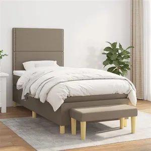 vidaXL Lit à sommier tapissier avec matelas Taupe 90x200 cm Tissu