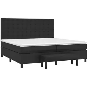 vidaXL Lit à sommier tapissier avec matelas Noir 200x200 cm Similicuir pas cher