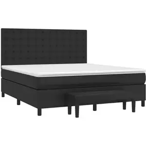 vidaXL Sommier à lattes de lit avec matelas Noir 180x200 cm Similicuir pas cher