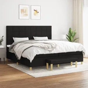 Comparateur de prix : vidaXL Sommier à lattes de lit avec matelas Noir 200x200 cm Tissu
