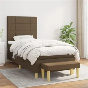 vidaXL Lit à sommier tapissier avec matelas Marron foncé 90x190 cm pas cher