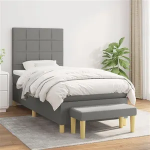 vidaXL Sommier à lattes de lit avec matelas Gris foncé 80x200 cm Tissu pas cher