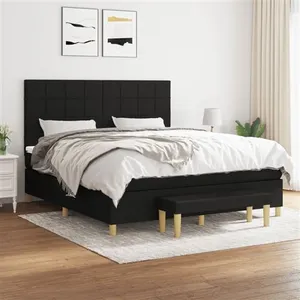 vidaXL Sommier à lattes de lit avec matelas Noir 160x200 cm Tissu pas cher
