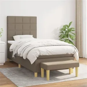 vidaXL Sommier à lattes de lit avec matelas Taupe 100x200 cm Tissu pas cher