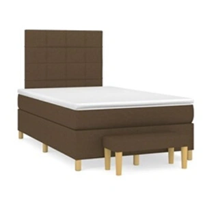 vidaXL Lit à sommier tapissier avec matelas Marron foncé 120x200 cm pas cher