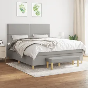 vidaXL Sommier à lattes de lit avec matelas Gris clair 180x200cm Tissu pas cher