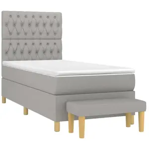 vidaXL Sommier à lattes de lit et matelas Gris clair 90x190 cm Tissu pas cher