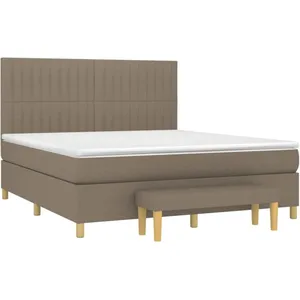 vidaXL Sommier à lattes de lit avec matelas Taupe 160x200 cm Tissu pas cher