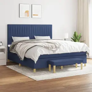 Sommier à lattes de lit avec matelas Bleu 160x200 cm Tissu Vidaxl