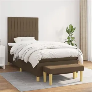 vidaXL Lit à sommier tapissier avec matelas Marron foncé 100x200 cm pas cher