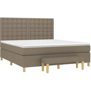 vidaXL Sommier à lattes de lit avec matelas Taupe 160x200 cm Tissu pas cher