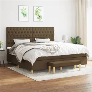 vidaXL Sommier à lattes de lit avec matelas Marron foncé 200x200 cm pas cher