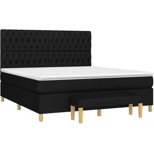 vidaXL Sommier à lattes de lit avec matelas Noir 180x200 cm Tissu pas cher