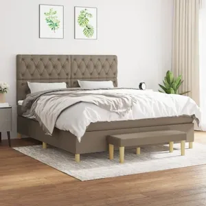 vidaXL Sommier à lattes de lit avec matelas Taupe 160x200 cm Tissu pas cher