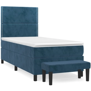 vidaXL Sommier à lattes de lit et matelas Bleu foncé 120x200cm Velours pas cher