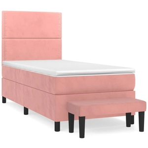 vidaXL Sommier à lattes de lit et matelas Rose 80x200 cm Velours pas cher