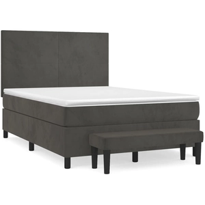 vidaXL Sommier à lattes de lit et matelas Gris foncé 140x190cm Velours pas cher