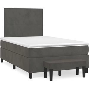 vidaXL Sommier à lattes de lit et matelas Gris foncé 120x200cm Velours pas cher