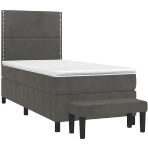 vidaXL Sommier à lattes de lit avec matelas Gris foncé 100x200 cm pas cher