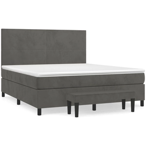 vidaXL Sommier à lattes de lit et matelas Gris foncé 160x200cm Velours pas cher