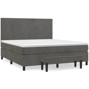 vidaXL Sommier à lattes de lit et matelas Gris foncé 180x200cm Velours pas cher