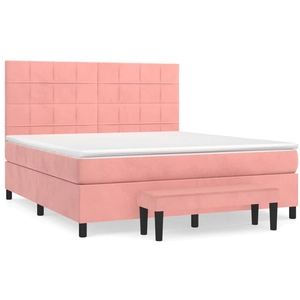 vidaXL Sommier à lattes de lit avec matelas Rose 90x190 cm Velours pas cher