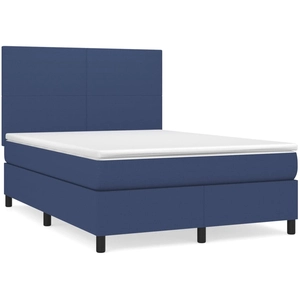 vidaXL Sommier à lattes de lit avec matelas Bleu 160x200 cm Tissu pas cher