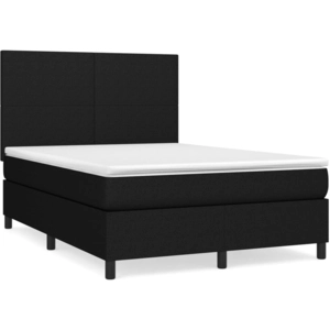vidaXL Sommier à lattes de lit avec matelas Noir 160x200 cm Tissu pas cher