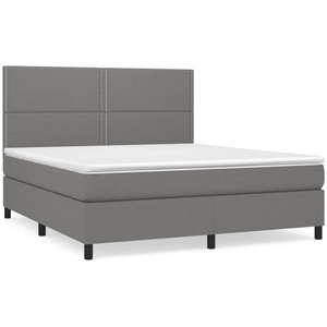 vidaXL Sommier à lattes de lit avec matelas Gris foncé 180x200cm Tissu pas cher